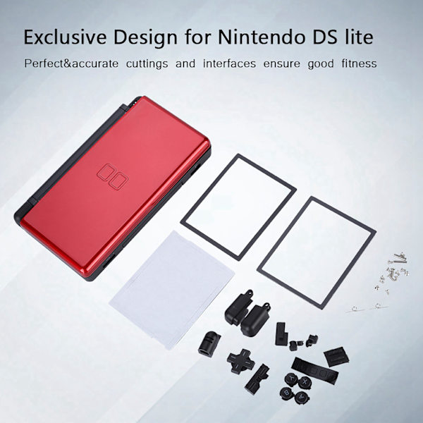 Full Repair Parts For Nintendo DS lite Replacement Kit Housing Shell Case (Rød)