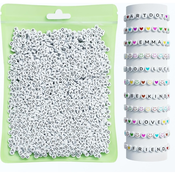 800 bitar brevpärlor Kit, 28 stilar Vänskapsarmband Smycketillverkningssats, diverse alfabetpärlor Färgglada smiley Preppy Beads Heart Beads type A