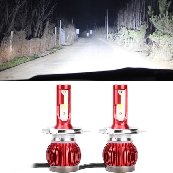 2 stk LED Forlygter Auto Hovedlampe Pære C7 H4 6000LM til Bil Motorcykel