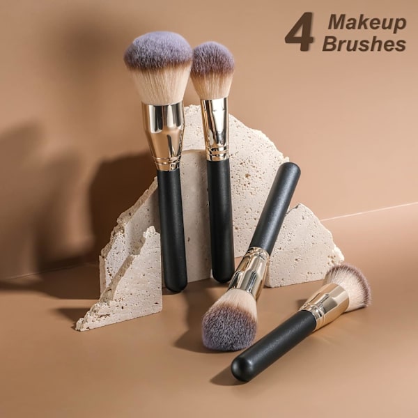 Sminkborste Set 4 st Premium Foundation Syntetisk Puder Concealers Sminkborstar Stora Kosmetiska Borstar, Presentset