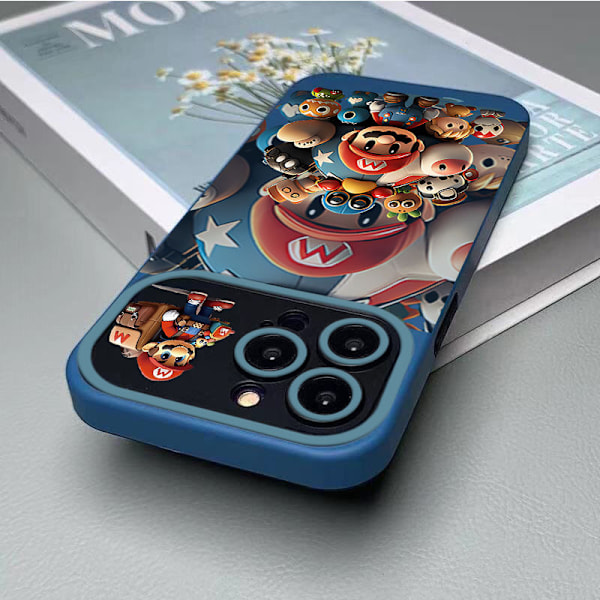 2024 Ny æstetisk telefoncover til iPhone, Mario Family telefoncover til piger kvinder cool trendy design blød TPU gave cover til iPhone Blue iPhone 15 Pro Max