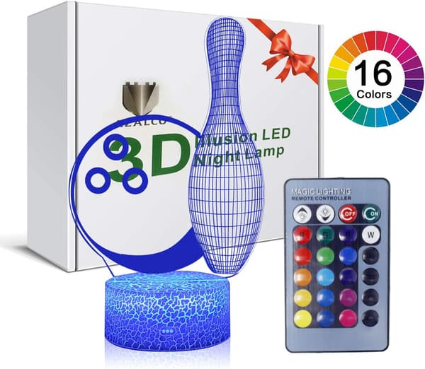 3D Illusion Bowling Night Light Lamp 16 Färgförändring Touch W