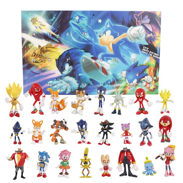 Sonic The Hedgehog Julekalender 2024 - 24 Overraskelser med Eksklusive Samlefigurer til Julen, Julekalender Overraskelsesgave til Børn