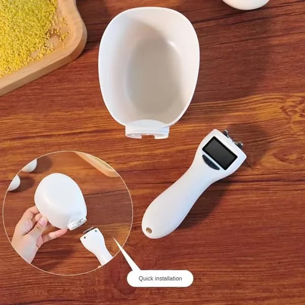 Digital måleske med vægt, smart justerbar multifunktion til bagning, madlavning, kæledyrsfoder, letlæseligt display, 2-pak. 2pc