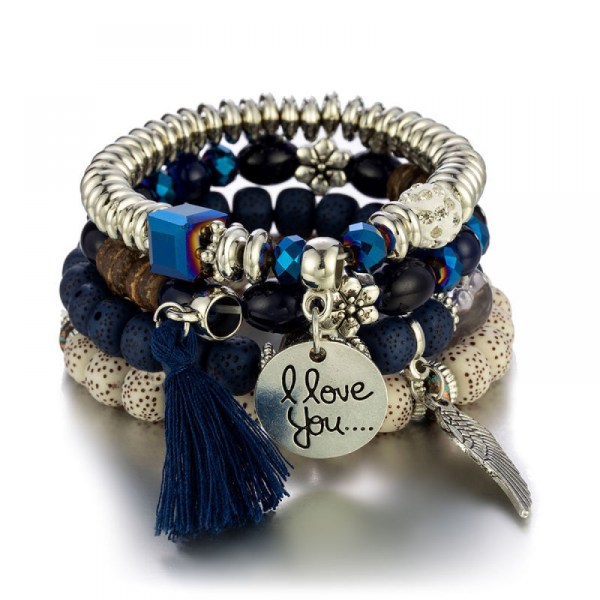 1PCS Bohemian Stackable Bead Bracelets, Multilayered Stretch