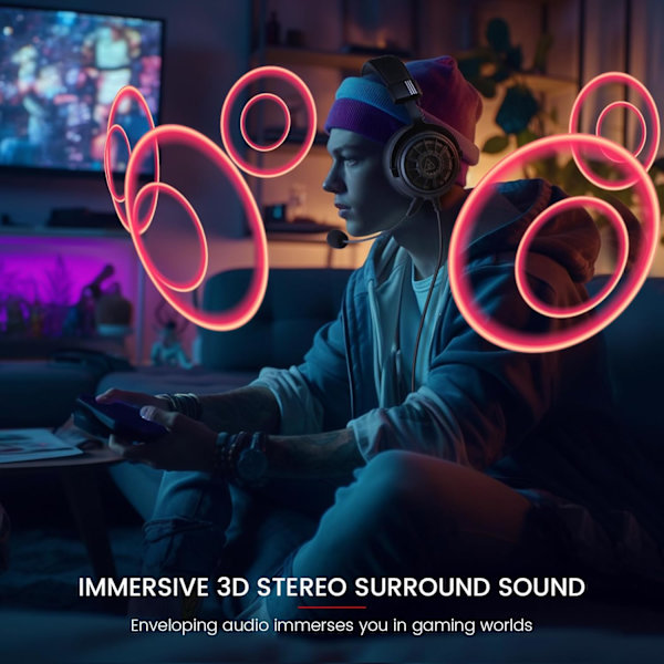 StarEngine S Pelikuulokkeet PC:lle, PS4:lle, PS5:lle, Switchille, Xbox Onelle, Xbox Series X/S:lle - Johdollinen Pelikuulokkeet Irrotettavalla Melunvaimennusmikillä, 50mm Dr