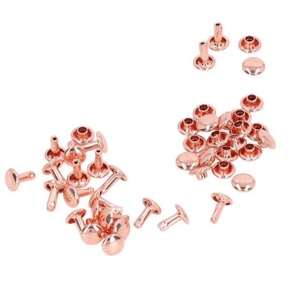 100 set dubbelsidiga nitar 7x8mm järnläder nitar DIY runda nitar för kläder väskor skobox roséguld