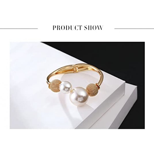 Guldpläterad stor pärlknapp manschettarmband Asymmetrisk w