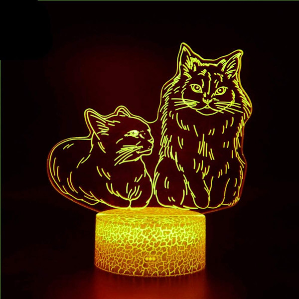 3D Kat Dyre Natlampe Illusion Natlys 7 Farver