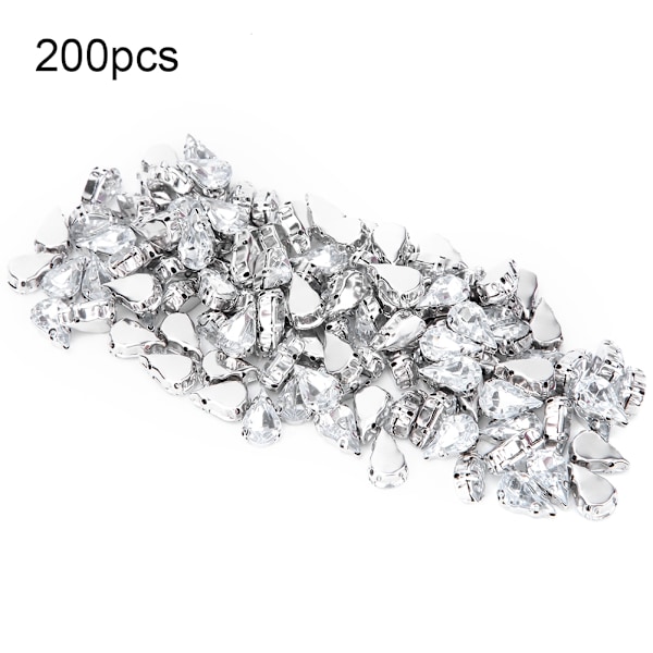 200 stk akryl dråpeformet DIY dekorasjonstilbehør for klær skopose (13x18mm)