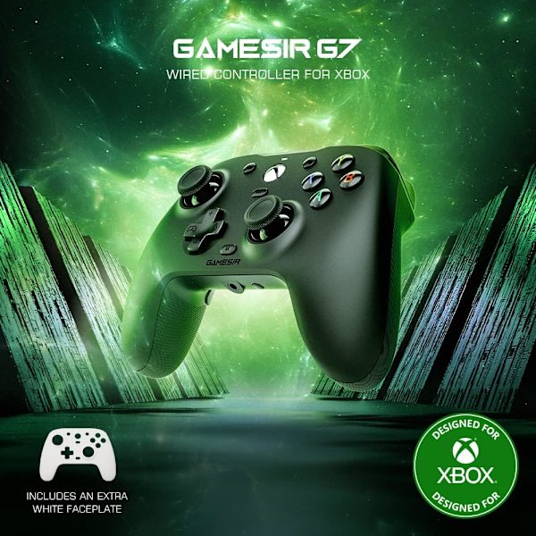 G7 Langallinen peliohjain Xbox Series X|S, Xbox One, Windows 10/11, PC-ohjainpeliohjain kartoitettavilla painikkeilla, 3,5 mm:n ääniliitin ja 2 vaihdettavaa