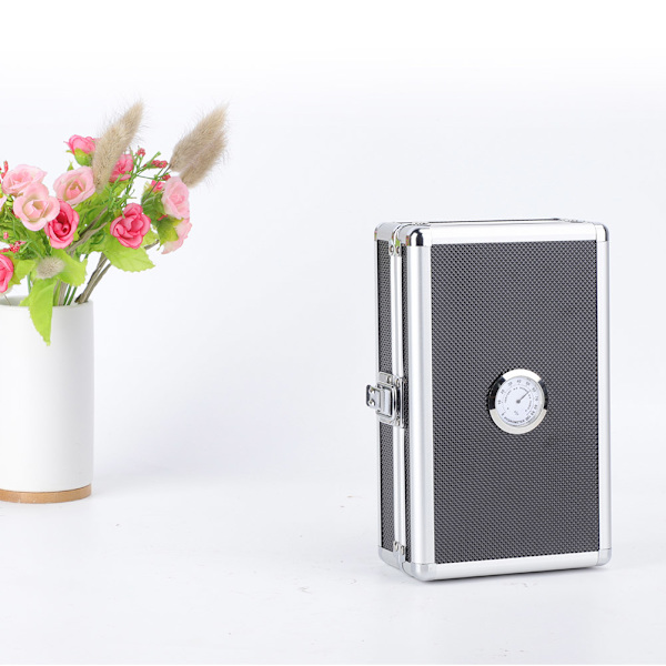 Aluminium Skal Cedarforet Cigar Humidor Opbevaringsboks Bærbar Gaveæske med Luftfugter