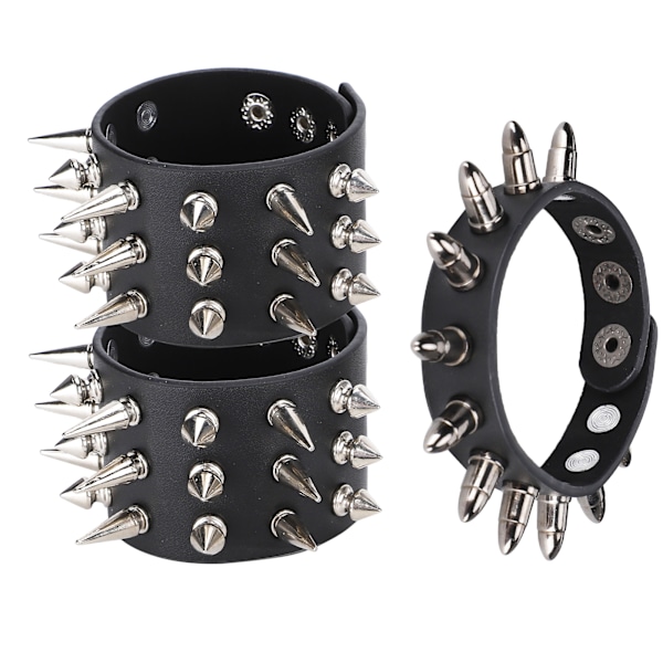 3 st Punk Nitar Rivet Armband Personlig Armband Manschett Retro Metall Armband