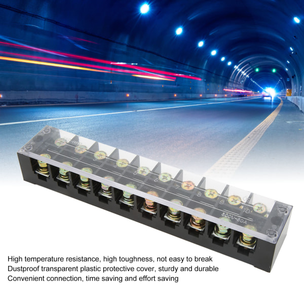Terminal Strip Blok 60A 600V Stor Strøm Nem Ledningsføring Jordkredsløb Terminal Blok 10 Positioner