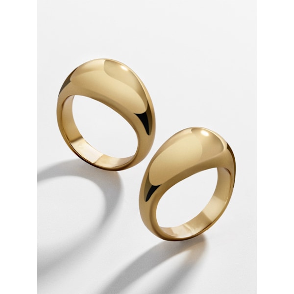 Guld Chunky Dome Ringar 18k Guldpläterade Tjocka Guld Ringar
