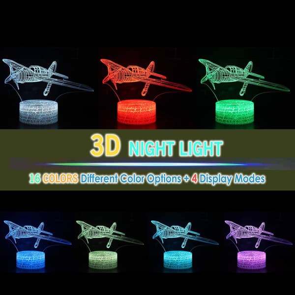 Spiral Fly 3D Illusjon Bordlampe Fly Aircraft Soverom