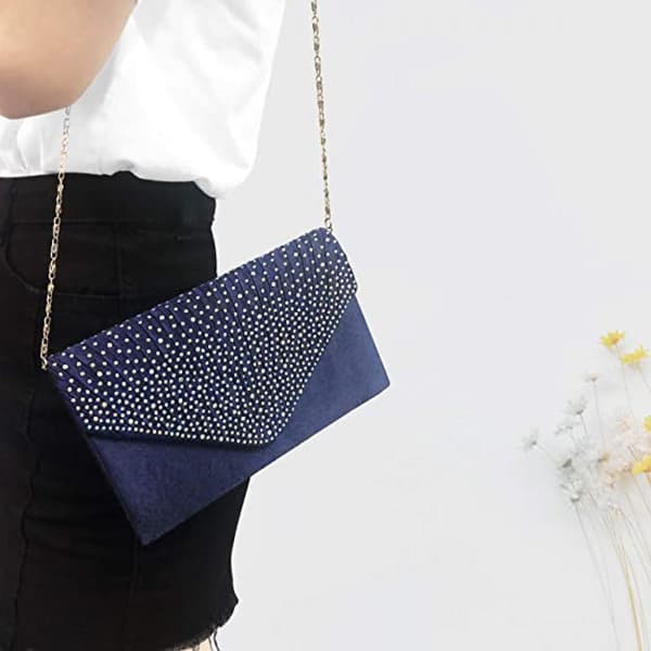 AVEKI Dame Aften Håndtasker Brude Bryllup Taske Håndtaske, Navy Blå