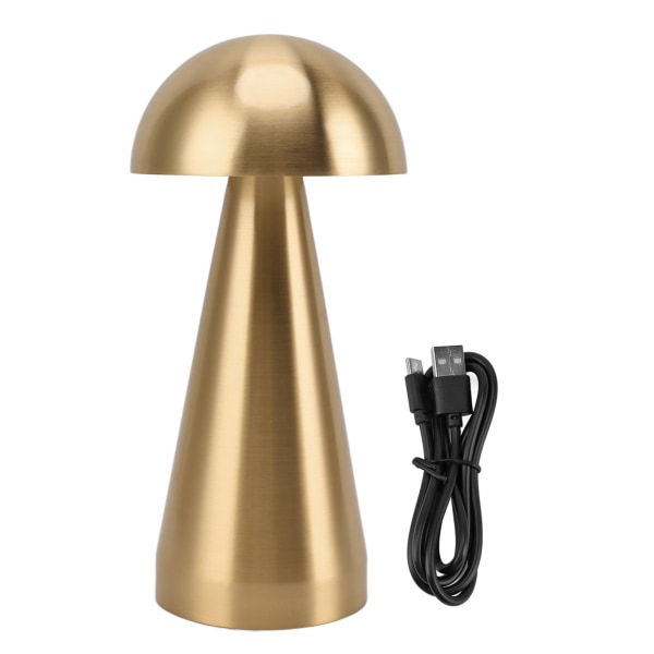 Svampformad bordslampa 3 färgtemperatur LED dimbar sladdlös USB-laddningsbar modern sängbordslampa för sovrum vardagsrum Gold