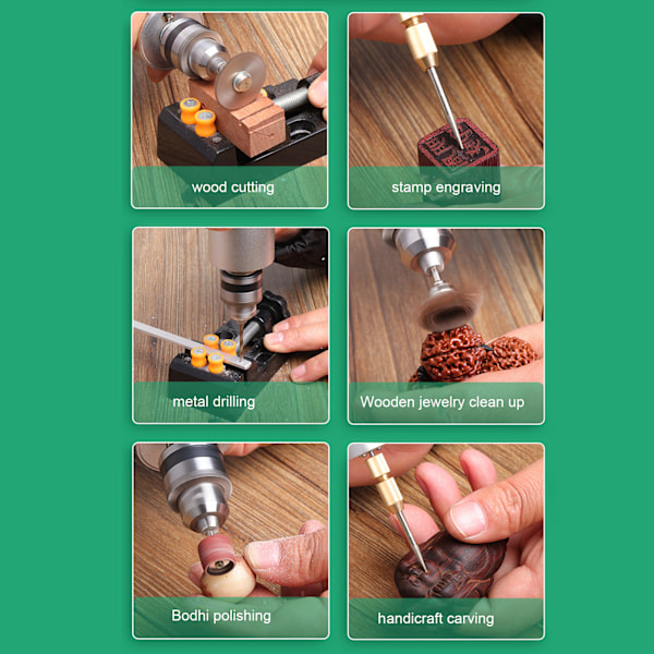 Mini borr trä jaspis elektrisk slipmaskin borrning polering skärning gravyr DIY exakt mini elektrisk borrmaskin set 100‑240v EU-kontakt