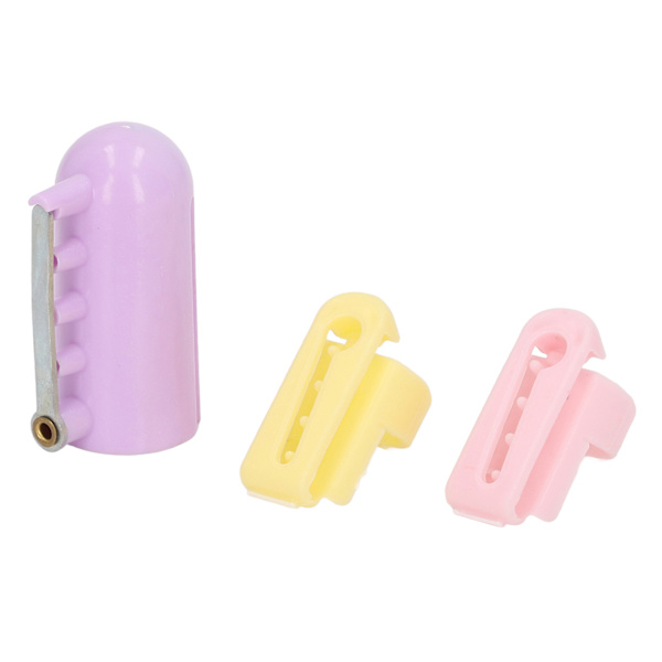 3 st stickade fingerborg i plast, lila, rosa, gul, blank utseende, bärbar garnguide, separerad garnfingerhållare för mamma