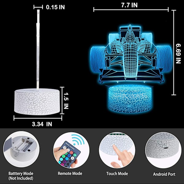 Bästa Sport Formel F1 Race Car Roadster 3D Illusion Lamp