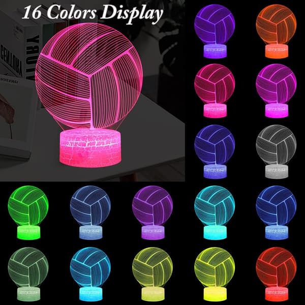 3D Volleyball Natlamper, LED 16 Farver Udskiftelig Lys US