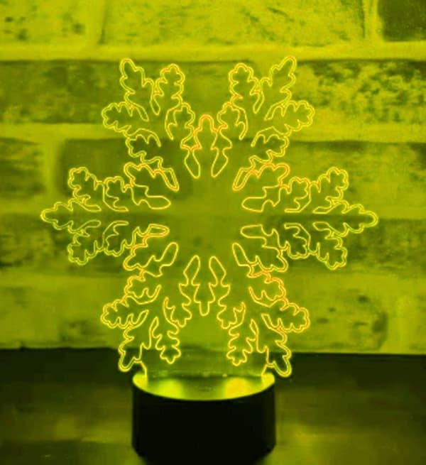 3D Snøfnugg Nattlampe Illusjon 7 Fargeskiftende Berøring