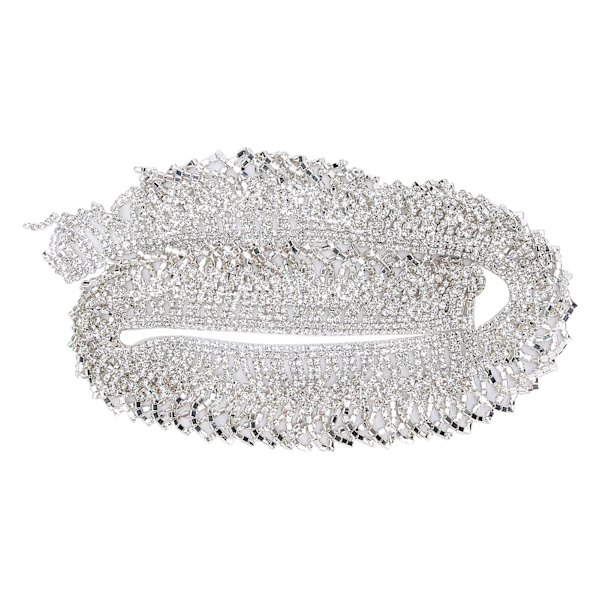 Rhinestone Tassel Chain Trim Dubbel rad Hantverk Dekorationer Halsband Kläder TillbehörSilver