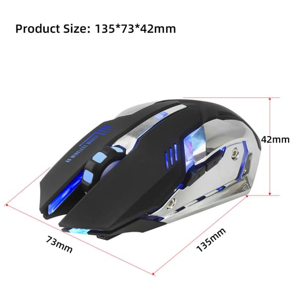 Spelmus, ergonomisk design 2.4G trådlös mo