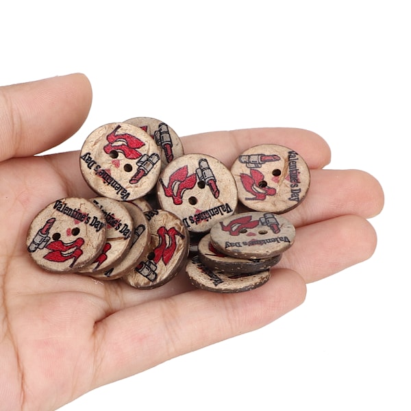100 stk. runde malede knapper af kokosnøddeskal DIY syhåndværk 2 huller knapper 20mm farve 2