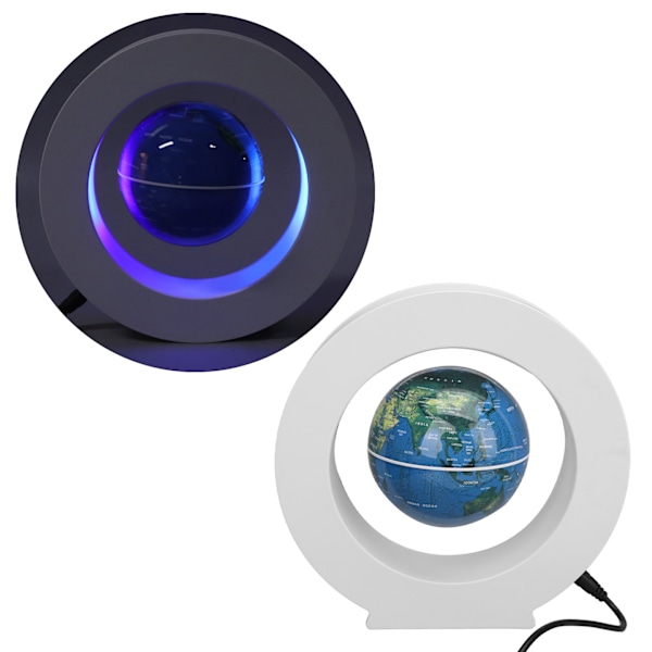 Magnetisk svevende globus hvit innebygd LED-lys frostet tekstur 3,3 tommer 12V 1A magnetisk svevende globus ornament for leketøy