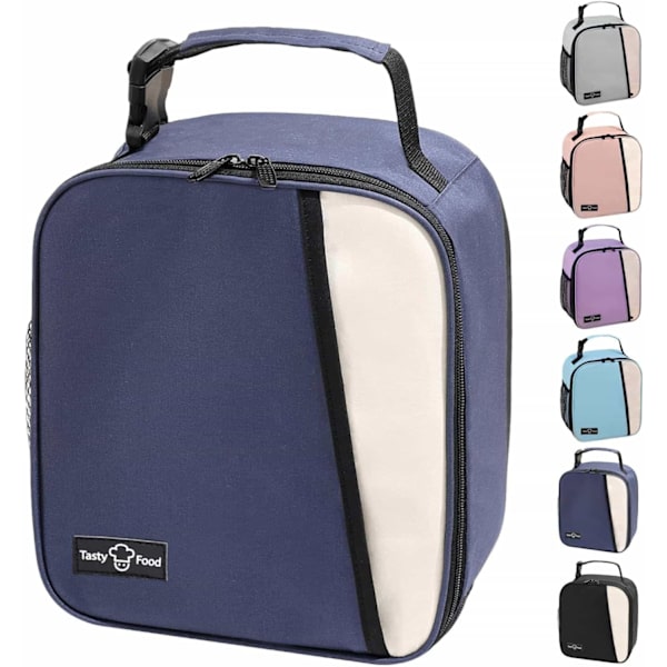 Lunchväska för kvinnor och män, återanvändbar lunchväska, lunchlåda, stor kapacitet, läckagesäker lunchväska med frontficka för arbete, kontor, picknick eller resor ( Dark Blue