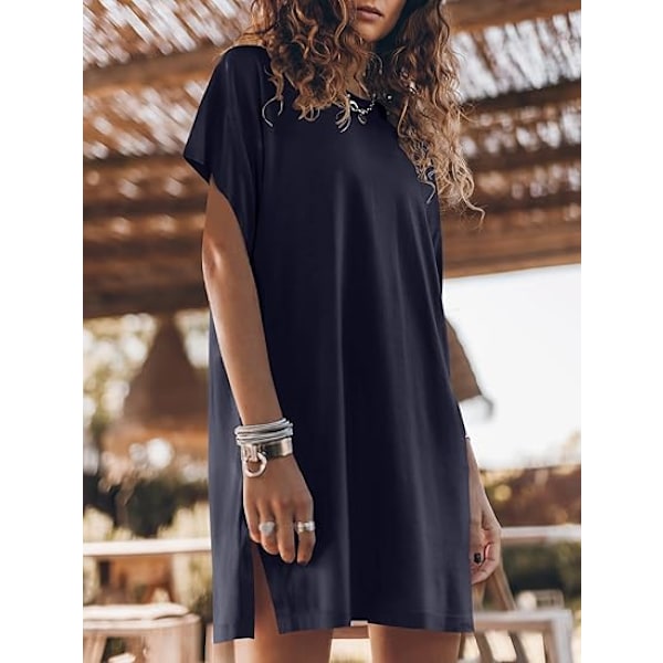 Sommar T-shirt Klänning Dam 2025 Strandsemester Reseoutfits Ledig Enkel Mjuk Mini Solklänning Överdragskläder XXL