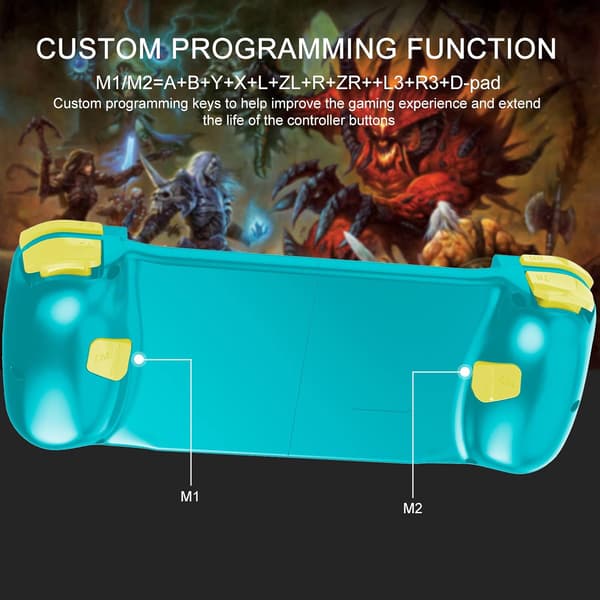 Bluetooth-kontroller for iPhone, Android, direkte avspilling, lav ventetid, telefonkontroller-spillkontroller-joystick for Galaxy S23 S22 S21 20 Ultra, iPhone 14 13 1 Blue