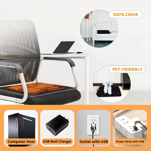 Vinter USB-uppvärmd dyna (5V) – Kontorsstol, bilsäte & Utomhusvärmedyna (43*43CM)