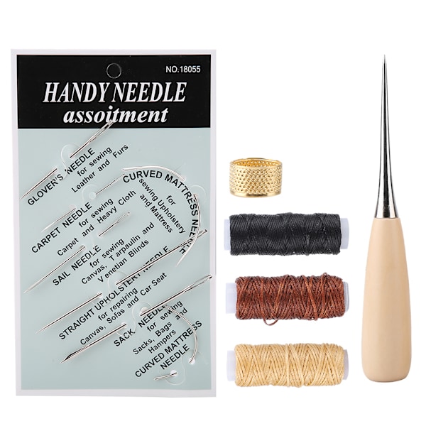 DIY-käsityönahkatyökalut käsinompeluneulat, lanka, sormustin, ompeluneulasetti