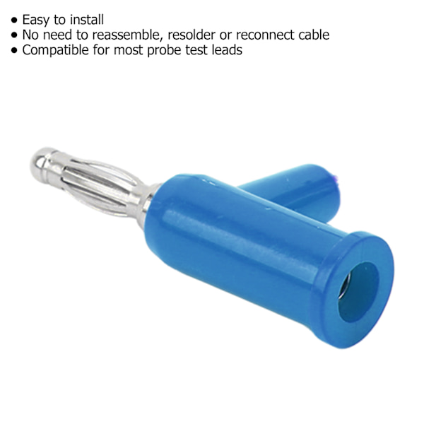10 st lödfria bananpluggar ABS mässing lykta öppna skruvbanankontakter för växelriktare 4 mm Blue