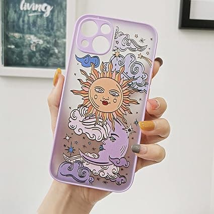 Kompatibel med iPhone 13 Deksel Matt Klar Design Sol Måne