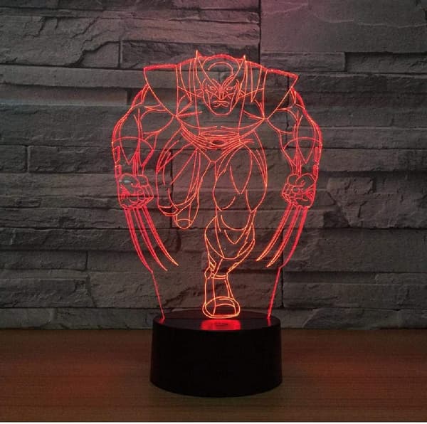 Wolverine 3D LED Lampe 7 Farver Natlampe til Børn USB Bordlampe Sove Natlys Tilbage Skole Studerende Gave