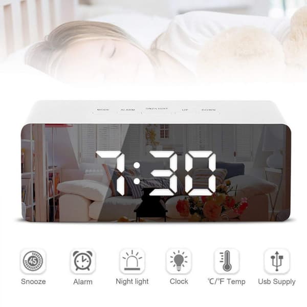 Digitalt Mini LED Ur Spejl Vækkeur (Grøn)