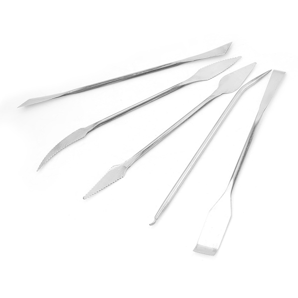 5 st rostfria dubbelhuvud vaxkeramik lera snidning skulptur DIY hantverk set