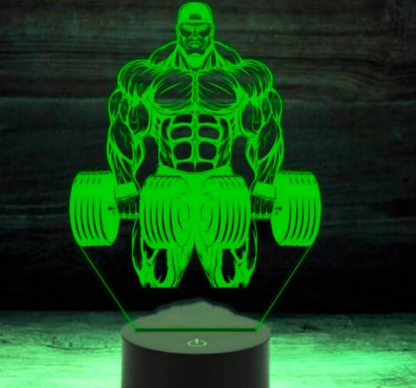 3D Kroppsbygging Gym Gymnastikk Nattlys Lampe Illusjon Led