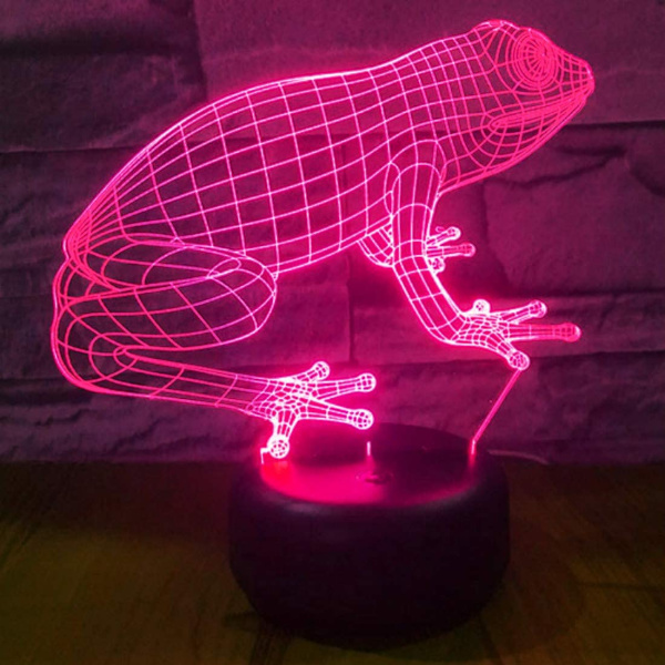 3D Groda Nattlampa Bord Skrivbord Optisk Illusion Lampor 7 Colo
