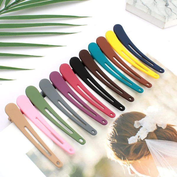 12 stk. hårklemmer til styling sektionering, 3,1 tommer matte alligator hårklemmer hårspænder ingen crease andebilled hårklemme 12-Color