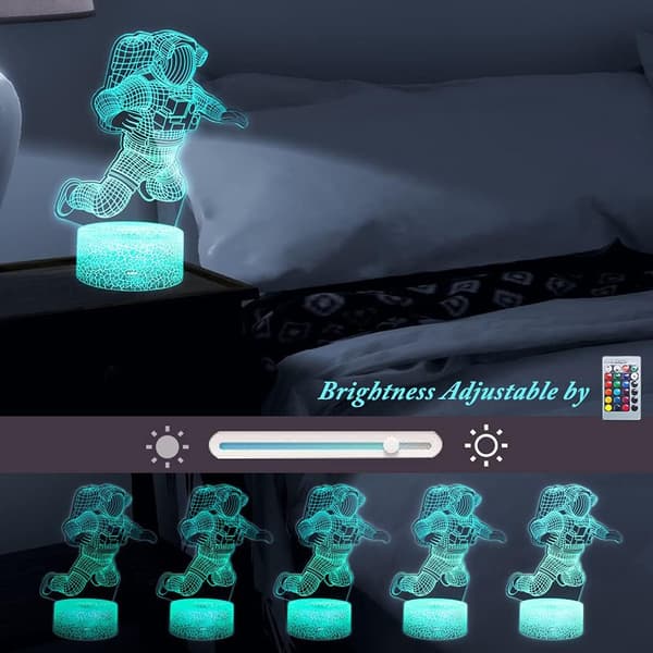 Spaceman Natlamper, 3D Astronaut Natlampe LED 16 Farver