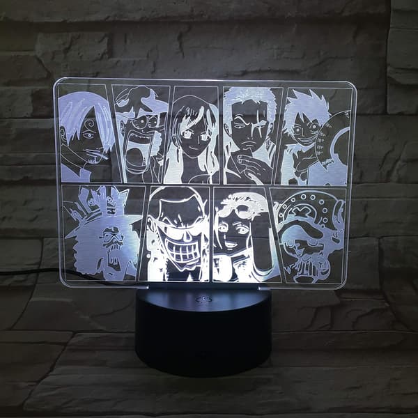One Piece Luffy 3D Illusjons Nattlampe Smart Touch, RG