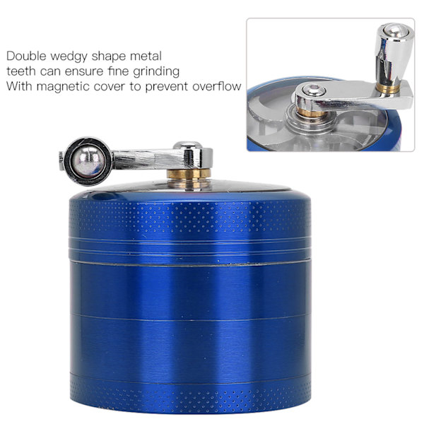 4-lags ryger grinder hånd-rystet zinklegering slibeværktøj 55mm med magnetisk låg Blue