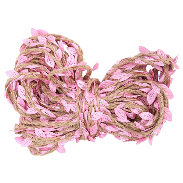 10 meter kunstig blad bånd flettet guirlande vævning hamp reb buket DIY tilbehørPink