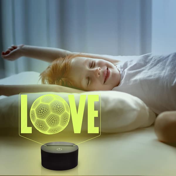 Fodbold 3D Illusionslampe, Elsker Fodbold LED Natlys Touch Ta