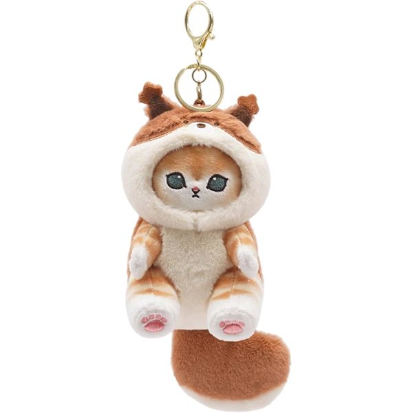 Söt kattnyckelring 5\" plysch ryggsäckstillbehör väska hänge söt nyckelring present Squirrel Cat